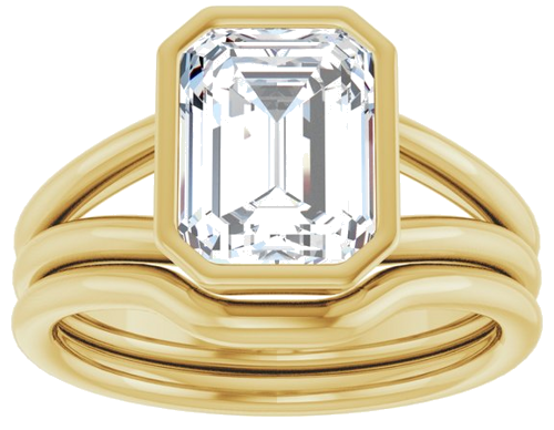 Sužadėtuvių Žiedas „Bezel-Set Solitaire“ 14k yellow gold Emerald 9mm x 7mm (8)