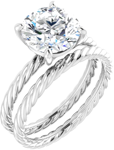 Sužadėtuvių Žiedas „Solitaire Rope“ 950 Platinos Round 8.8mm (6)