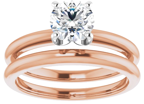 14K Rose   White  6 mm Round Solitaire Engagement Ring Mounting (8)