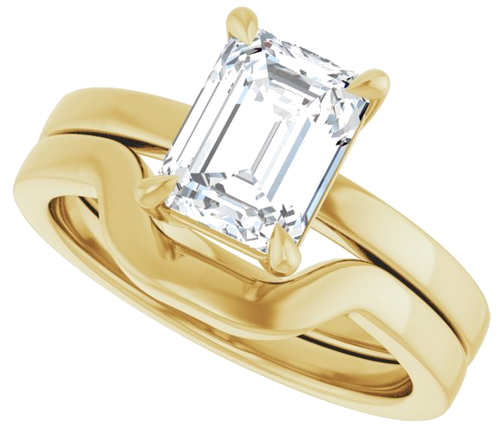 14K Yellow 8x6 mm Emerald Solitaire Engagement Ring Mounting (10)