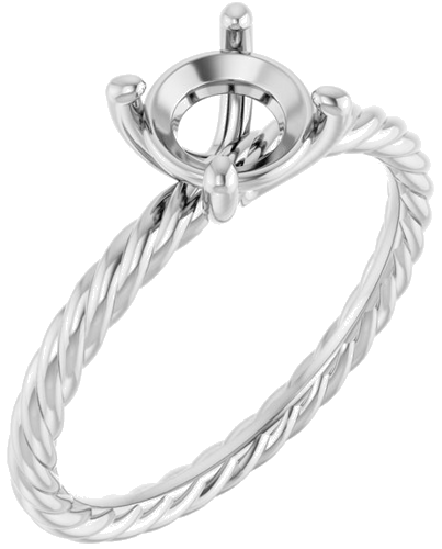 14K White 6.5 mm Round Solitaire Engagement Ring Mounting (1)