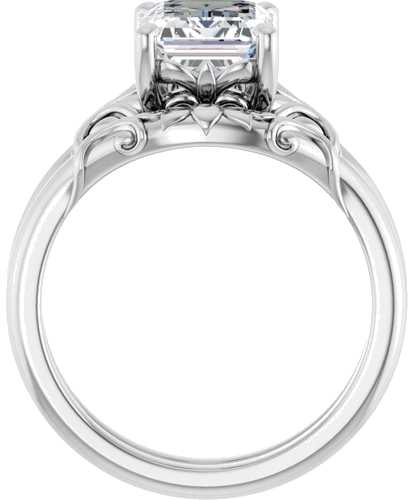 Sužadėtuvių Žiedas „Solitaire“ 14k white gold Emerald 9mm x 7mm (7)