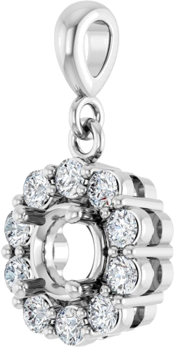 Pakabukas „Halo-Style“ 14k white gold Round 5.2mm (2)