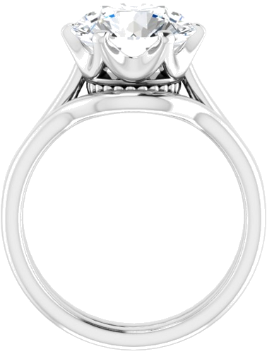 Sužadėtuvių Žiedas „Solitaire“ 10k white gold Round 10mm (7)