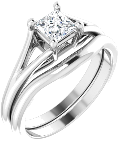 14K White 4.5 mm Square 4-Prong Cathedral Split Shank Engagement Ring Mounting (6)