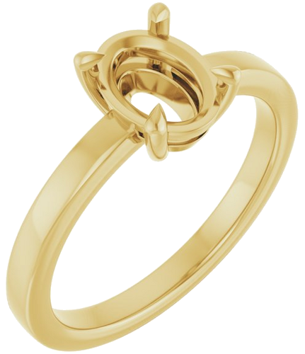 14K Yellow 8x6 mm Oval Solitaire Engagement Ring Mounting (1)
