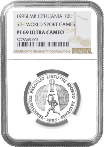 1995 Lietuva Lietuvių sporto žaidynės 10 litų PF 69 ULTRA CAMEO (1)