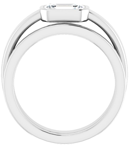 Sužadėtuvių Žiedas „Bezel-Set Solitaire“ 14k white gold Emerald 7mm x 5mm (7)