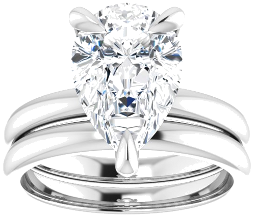 Sužadėtuvių Žiedas „Solitaire“ 585 Baltojo Aukso Pear Shape 12mm x 8mm (8)