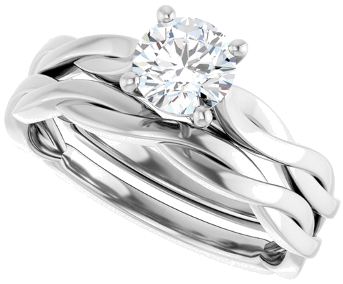 Sužadėtuvių Žiedas „Infinity-Inspired“ 14k white gold Round 5.5mm (10)