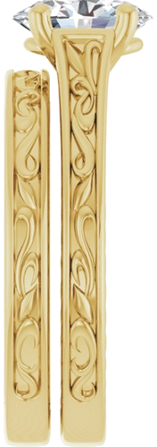 Sužadėtuvių Žiedas „Solitaire Scroll“ 14k yellow gold Oval 8mm x 6mm (14)