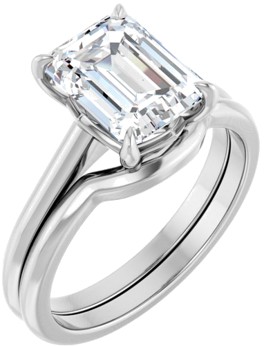 Sužadėtuvių Žiedas „Claw-Prong Solitaire“ 14k white gold Emerald 9mm x 7mm (6)
