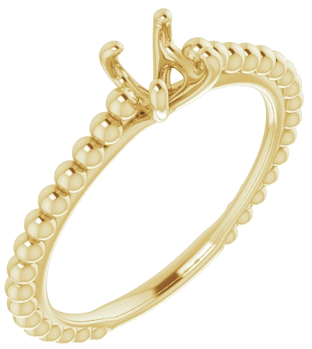 Sužadėtuvių Žiedas „Solitaire Beaded“ 14k yellow gold Round 5.2mm (1)