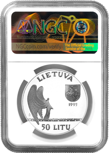 1995 Mikalojus K. Čiurlionis 50 litų sidabrinė moneta PF 66 ULTRA CAMEO (2)