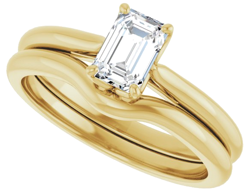 14K Yellow  6x4 mm Emerald Solitaire Engagement Ring Mounting (10)