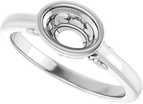 Sužadėtuvių Žiedas „Bezel-Set“ 585 Baltojo Aukso Oval 7mm x 5mm (5)