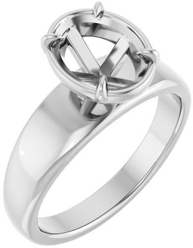 Sužadėtuvių Žiedas „Claw-Prong Solitaire Bezel-Style“ 14k white gold Oval 9mm x 7mm (1)