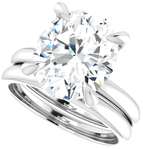 14K White  12x10 mm Oval Solitaire Engagement Ring Mounting (10)