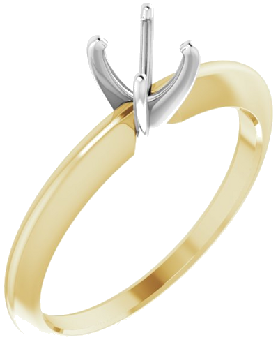 14K Yellow   White 4.2-4.9 mm Round 4-Prong Comfort-fit Solitaire Ring Mounting (1)