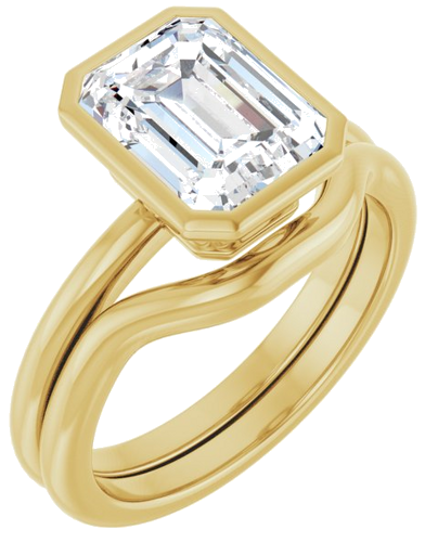 Sužadėtuvių Žiedas „Bezel-Set“ 10k yellow gold Emerald 9mm x 7mm (6)