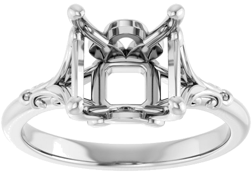 Sužadėtuvių Žiedas „Solitaire“ 14k white gold Asscher 8mm (3)