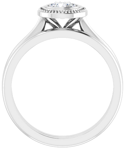 Sužadėtuvių Žiedas „Bezel-Set Solitaire Milgrain“ 14k white gold Round 5.2mm (7)