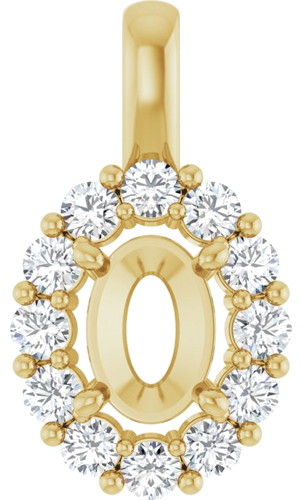Pakabukas „Halo-Style“ 14k yellow gold Oval 7mm x 5mm (1)