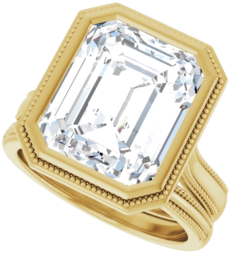 Sužadėtuvių Žiedas „Bezel-Set Solitaire“ 14k yellow gold Emerald 12mm x 10mm (10)