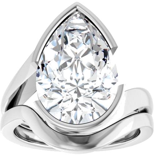 Sužadėtuvių Žiedas „Half-Bezel Solitaire“ 925 Sidabro Pear 15mm x 10mm (8)