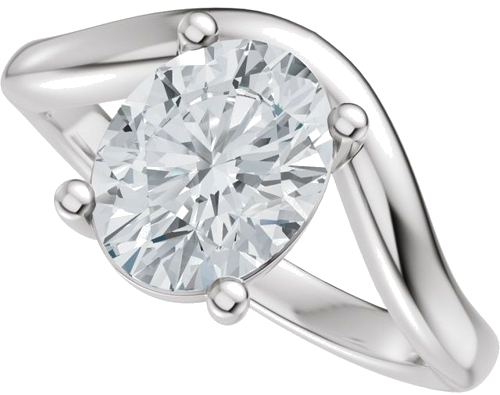 Sužadėtuvių Žiedas „Solitaire Asymmetric“ 14k white gold Oval 9mm x 7mm (5)