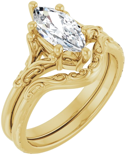 Sužadėtuvių Žiedas „Solitaire“ 10k yellow gold Marquise 10mm x 5mm (6)