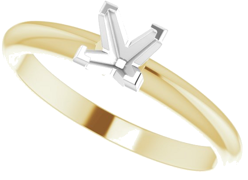 14K Yellow White 4.5 mm Square V-End 4-Prong Engagement Ring Mounting (5)