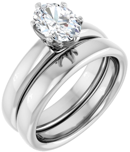 14K White 8x6 mm Oval Engagement Ring Mounting (6)