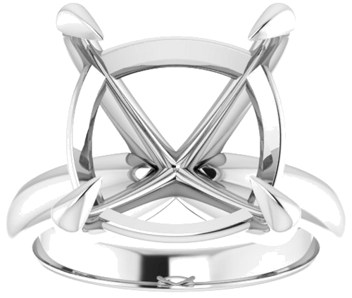14K White 13x13 mm Cushion Solitaire Engagement Ring Mounting (3)