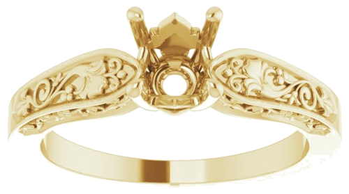 Sužadėtuvių Žiedas „Floral Solitaire“ 585 Geltonojo Aukso Round 5.8mm (3)