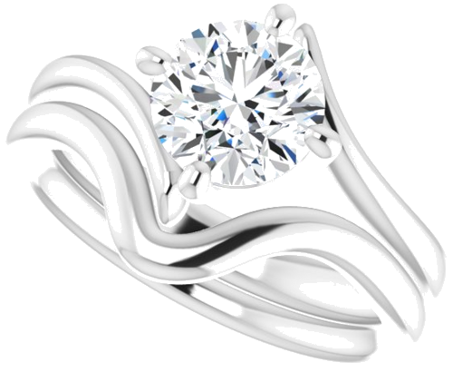 Sužadėtuvių Žiedas „Solitaire Bypass“ 14k white gold Round 7mm (10)