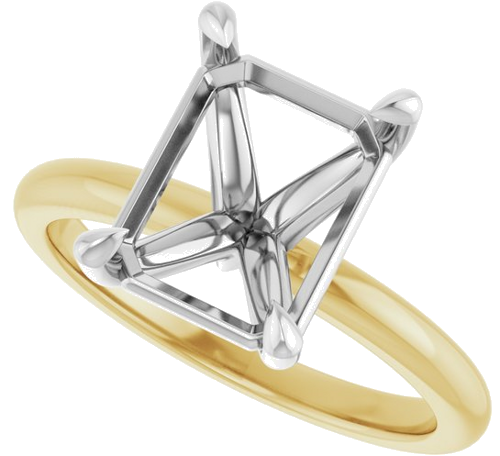 14K Yellow White 10x8 mm Emerald Solitaire Engagement Ring Mounting (5)