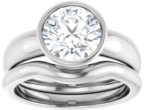 Sužadėtuvių Žiedas „Bezel-Set Solitaire“ 585 Baltojo Aukso Round 8mm (8)