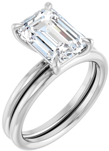 Sužadėtuvių Žiedas „Claw-Prong Solitaire“ 14k white gold Emerald 10mm x 7mm (6)