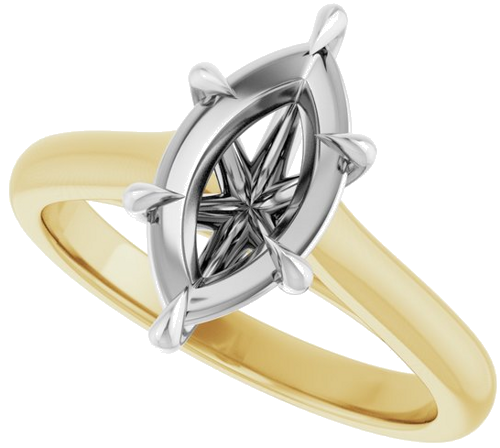 Sužadėtuvių Žiedas „Claw-Prong“ 14k yellow/white gold Marquise 12mm x 6mm (5)