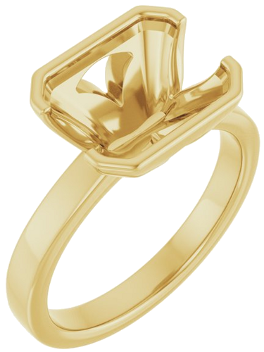 Sužadėtuvių Žiedas „Half-Bezel Solitaire“ 14k yellow gold Emerald 10mm x 8mm (1)