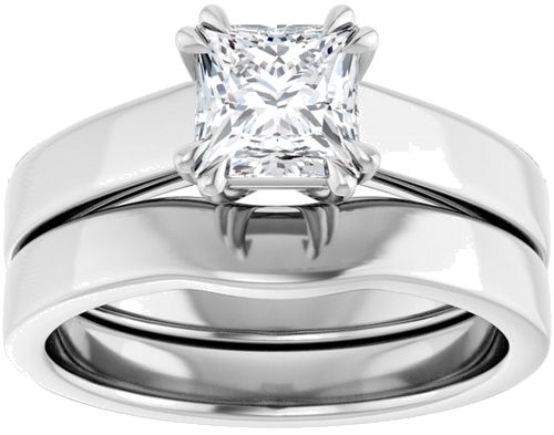 Sužadėtuvių Žiedas „Double Claw-Prong Solitaire“ 14k white gold Square 5.5mm (8)