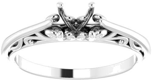 14K White 5.2 mm Round Engagement Ring Mounting (5)