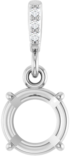 14K White 7 mm Round .01 Natural Diamond Semi-Set Pendant (1)
