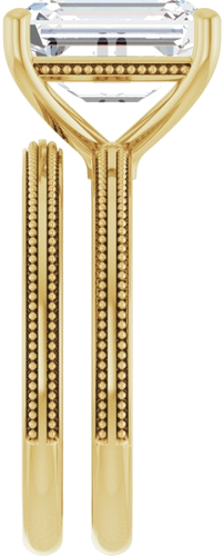Sužadėtuvių Žiedas „Solitaire Milgrain“ 14k yellow gold Emerald 10mm x 8mm (9)