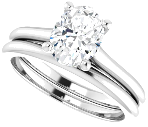 Sužadėtuvių Žiedas „Accented“ 14k white gold Oval 8mm x 6mm (10)
