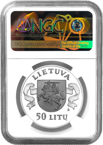 1996 Lietuva Sausio 13-toji 50 litų sidabrinė moneta PF 68 ULTRA CAMEO (2)