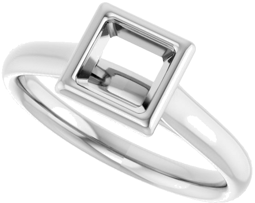 Sužadėtuvių Žiedas „Bezel-Set Solitaire“ 14k white gold Square 5mm (5)