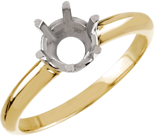 14K Yellow   White 4.5 mm Round Engagement Ring Mounting (1)