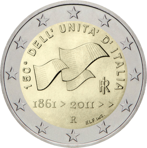2011 Italija Dell unita D Italia 2 eurų moneta (1)